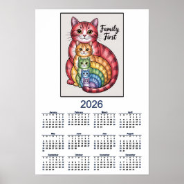 2026 Kattkalender Familjen Först Poster