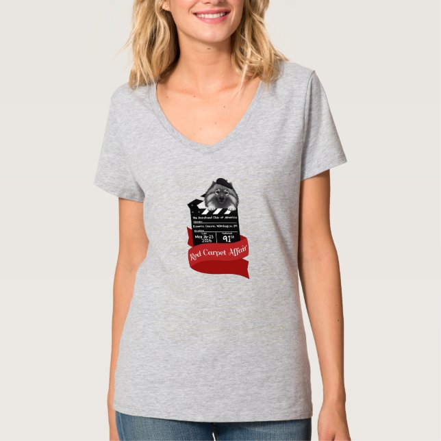 2026 Keeshond Nationellt Dam V-Hals T Shirt (Framsida)