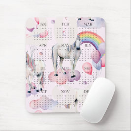 2026 Kids UnicornRainbow Måne Stars Kalender Musmatta