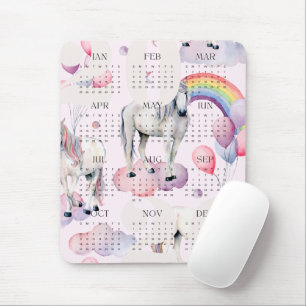 2026 Kids UnicornRainbow Måne Stars Kalender Musmatta