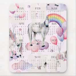 2026 Kids UnicornRainbow Måne Stars Kalender Musmatta
