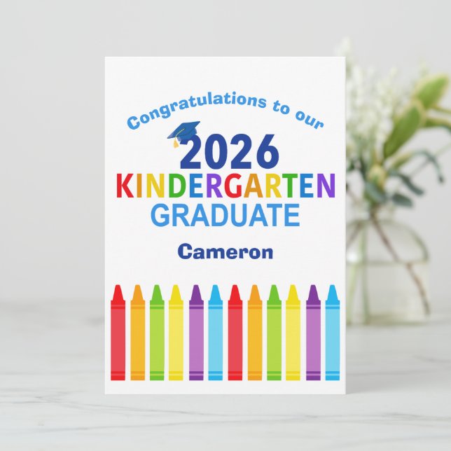 2026 Kindergarten Graduate Custom Cute Graduation Kort (Stående Fram)