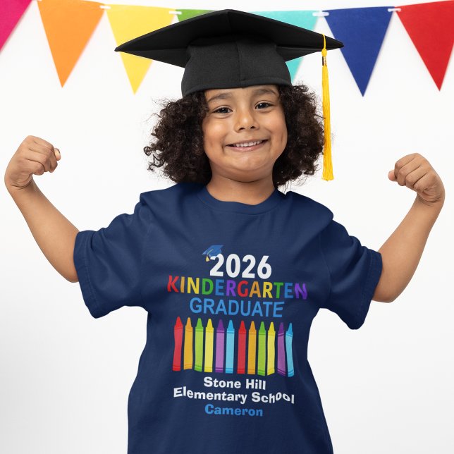 2026 Kindergarten Graduate Personalized Blue Kids T Shirt (Skapare uppladdad)