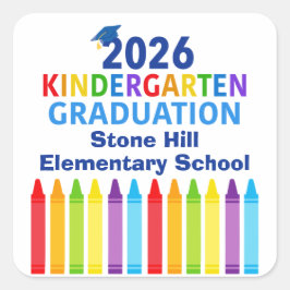 2026 Kindergarten Graduation Custom School Party Fyrkantigt Klistermärke