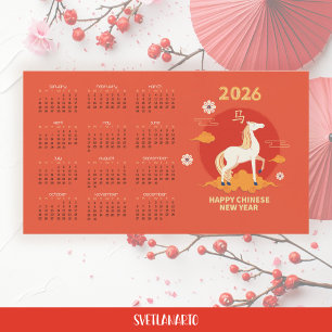 2026 Kinesiskt nyår Eldhäst Magnetisk kalender