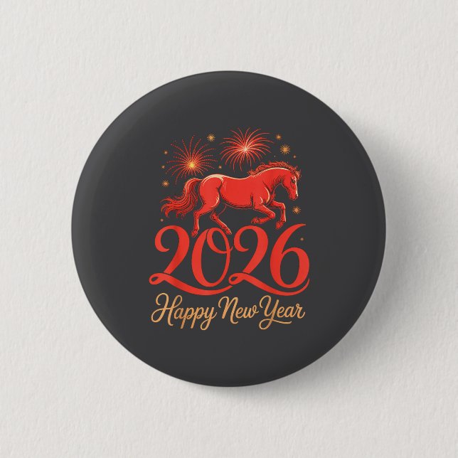 2026 Kinesiskt Zodiak Häst År Gott Nytt År Eld Knapp (Framsida)