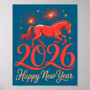 2026 Kinesiskt Zodiak Häst År Gott Nytt År Eld Poster