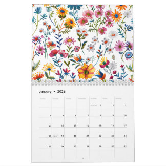 2026 Klassisk vildblommamönsterkalender Kalender