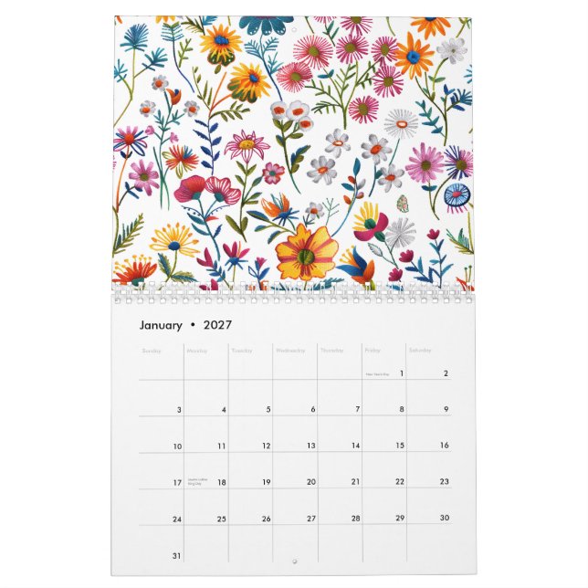2026 Klassisk vildblommamönsterkalender Kalender (Jan 2027)
