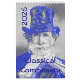 2026 Kompositörer Porträtt - Symphony in Blue & Gr Kalender