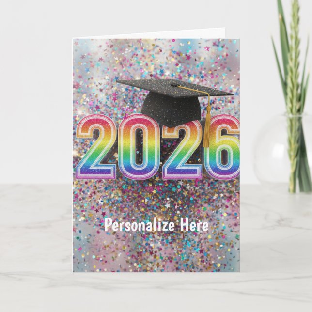 2026 Konfetti-examensbevis Helgkort (Framsida)