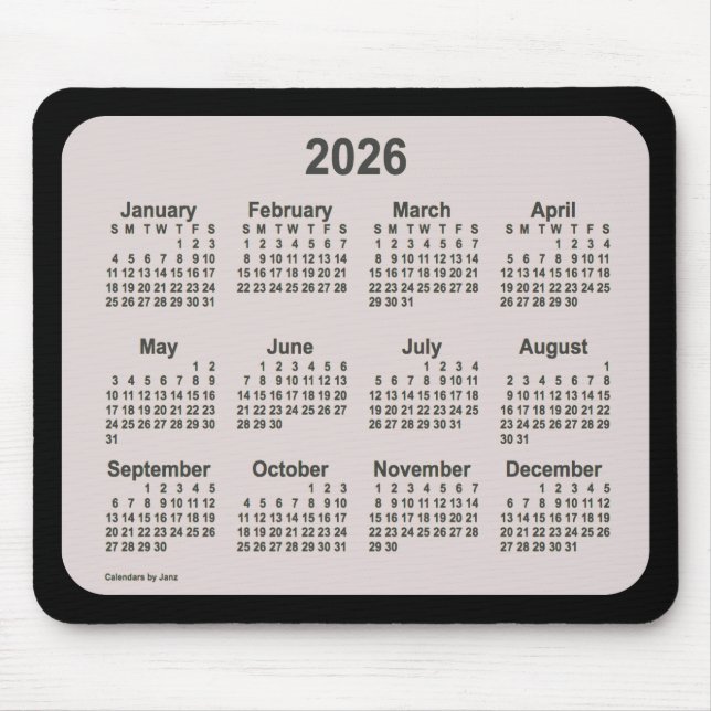 2026 La Boca on Black Calendar av Janz Two Tone Musmatta (Framsidan)