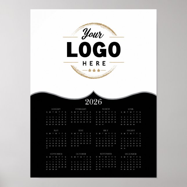 2026 Lägg till din Logotyps Fullt-årskalender Poster (Framsidan)