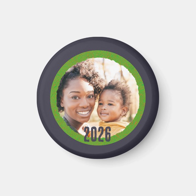 2026 Lägg till foto Nyårsmagnet Magnet (Framsidan)