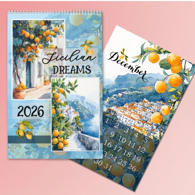 2026 lemon watercolor Travel sicilian Kalender (Skapare uppladdad)