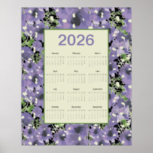 2026 Lila Blommor Väggkalender Poster