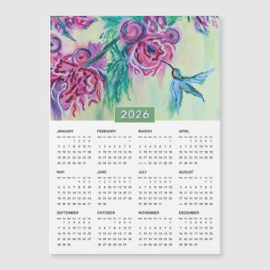 2026 Lila Grönt Hummingbird Painting Calendar