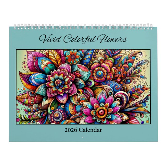 2026 Livliga Färgrika Blommor Kalender (Omslag)