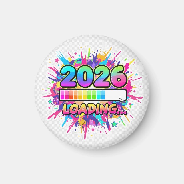 2026 Loading... Progress Bar Sticker Magnet (Framsidan)
