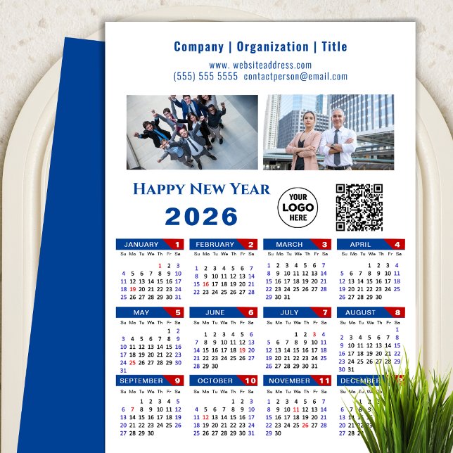 2026 - Logotyp - QR-kod - enkel blå Julkort (Skapare uppladdad)