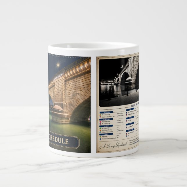 2026 London Bridge Belysningschema Jumbo Mugg (Framsidan)