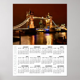 2026 London Kalender, Tower Bridge nattetid / Stor Poster