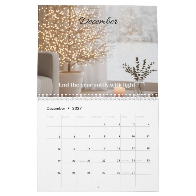 2026 Lugn Kalender — Minimalistisk Mjuk Estetik (Dec 2027)