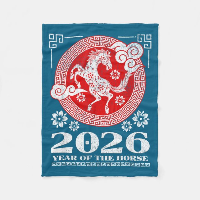 2026 Lunar Chinese New Year Fire Horse  Fleecefilt (Framsidan)