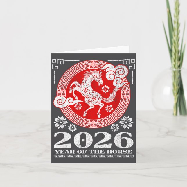 2026 Lunar Chinese New Year Fire Horse  Kort (Framsida)
