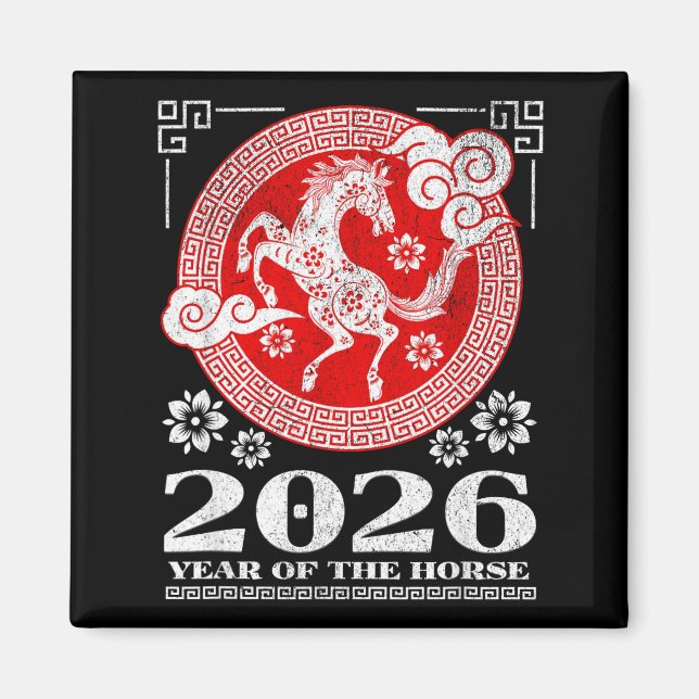 2026 Lunar Chinese New Year Fire Horse  Magnet (Framsidan)