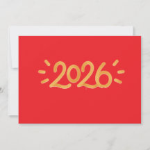 2026 Lunar New Year-fest Invitation - Röd och Guld