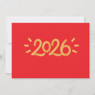 2026 Lunar New Year-fest Invitation - Röd och Guld Inbjudningar