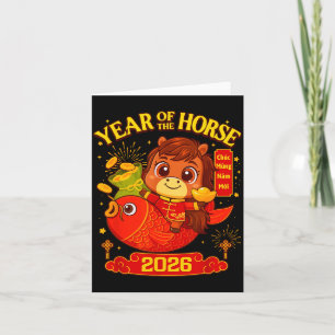 2026 Lunar New Year Häst Vietnamesiska Män Kvinnor Kort