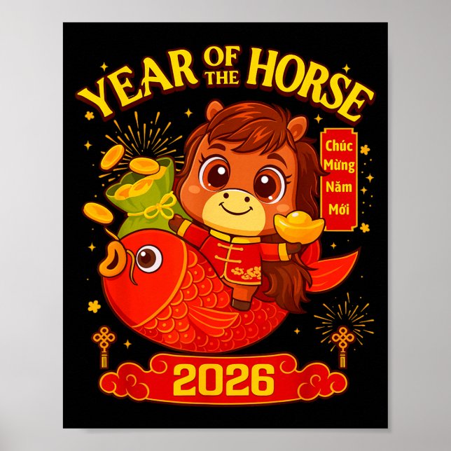 2026 Lunar New Year Horse Vietnamese Men Women Gir Poster (Framsidan)