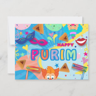 2026 Lycklig Purim-festival Vykort
