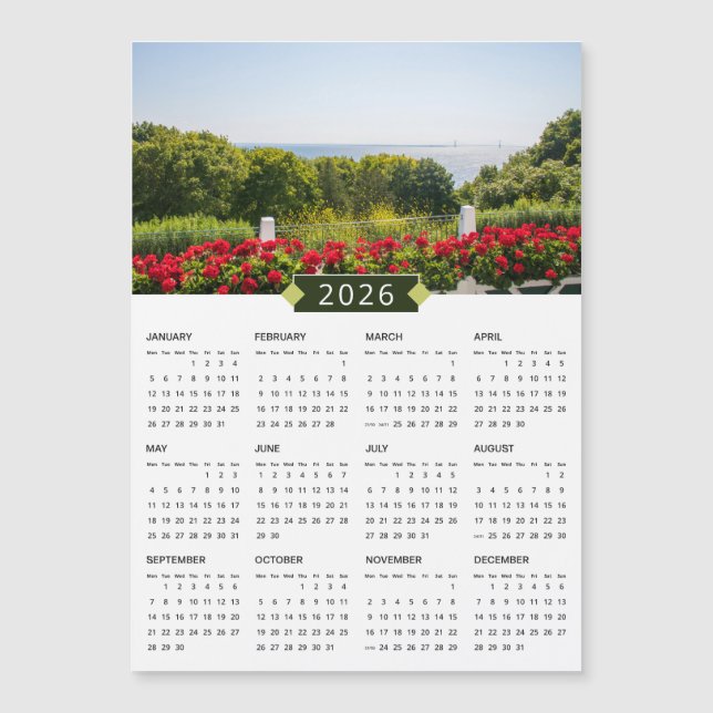 2026 Mackinac Island MI Fotograph Calendar Magnet (Framsida)