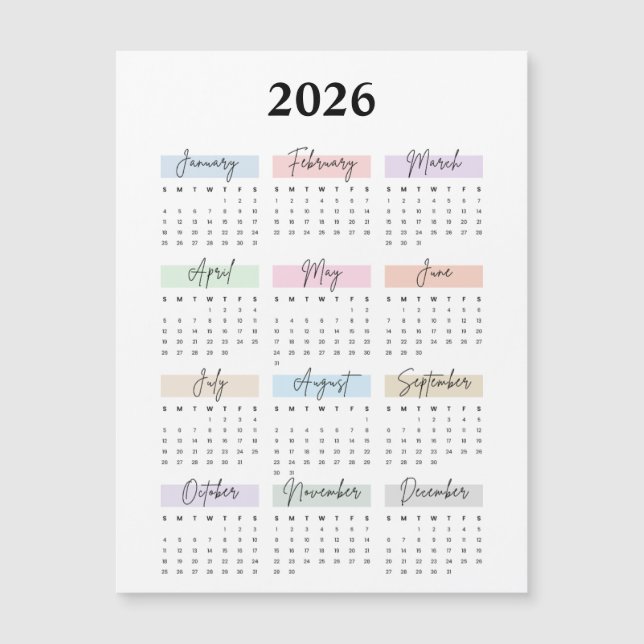 2026 magnet calendar  (Framsida)