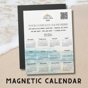 2026 Magnet Calendar Business Namn Logotyp QR-kod