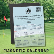 2026 Magnet Calendar Golf Klubb League Logotyp QR 