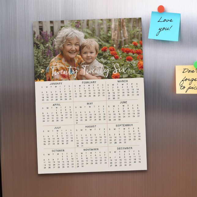 2026 Magnetisk fotokalender - Fullt 5x7-kort Inbjudningskort (2026 Magnetic Photo Calendar by Darling & May)