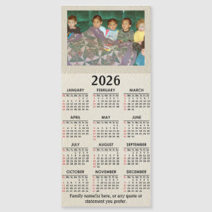 2026 Magnetisk kalender med ditt foto och text