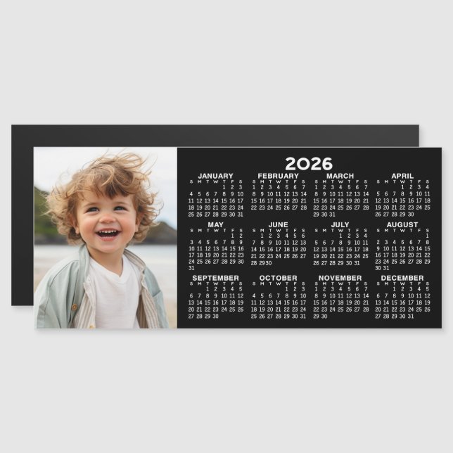 2026 Magnetisk kalender med fotokollage (Fram/baksida)