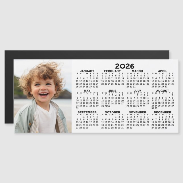 2026 Magnetkalender med fotokollage (Fram/baksida)