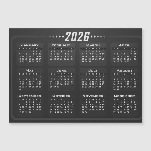 2026 Magnetkalender Svart och Vitt  (Framsida)