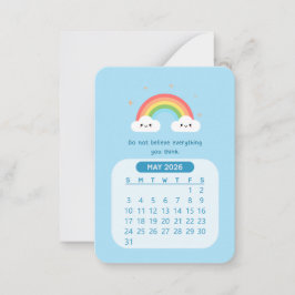 2026 Maj Månadskalender Cute Kawaii Motiverande Anteckningskort