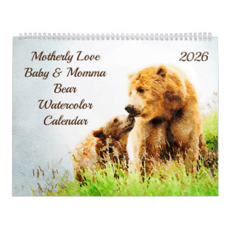 2026 Mamma Kärlek Bebis Mamma Björnar Vattenfärgss Kalender