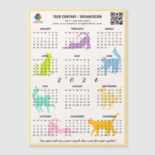 2026 Månatlig kalender Pastel Play Cat Magnet