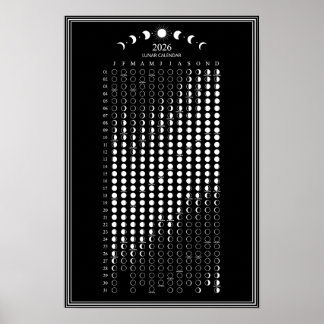 2026 Månfas Lunar Cycles Kalender Minimalist Poster