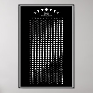 2026 Månfas Lunar Cycles Kalender Minimalist  Poster