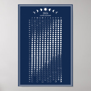 2026 Månfas Lunar Cycles Kalender Minimalist Poster